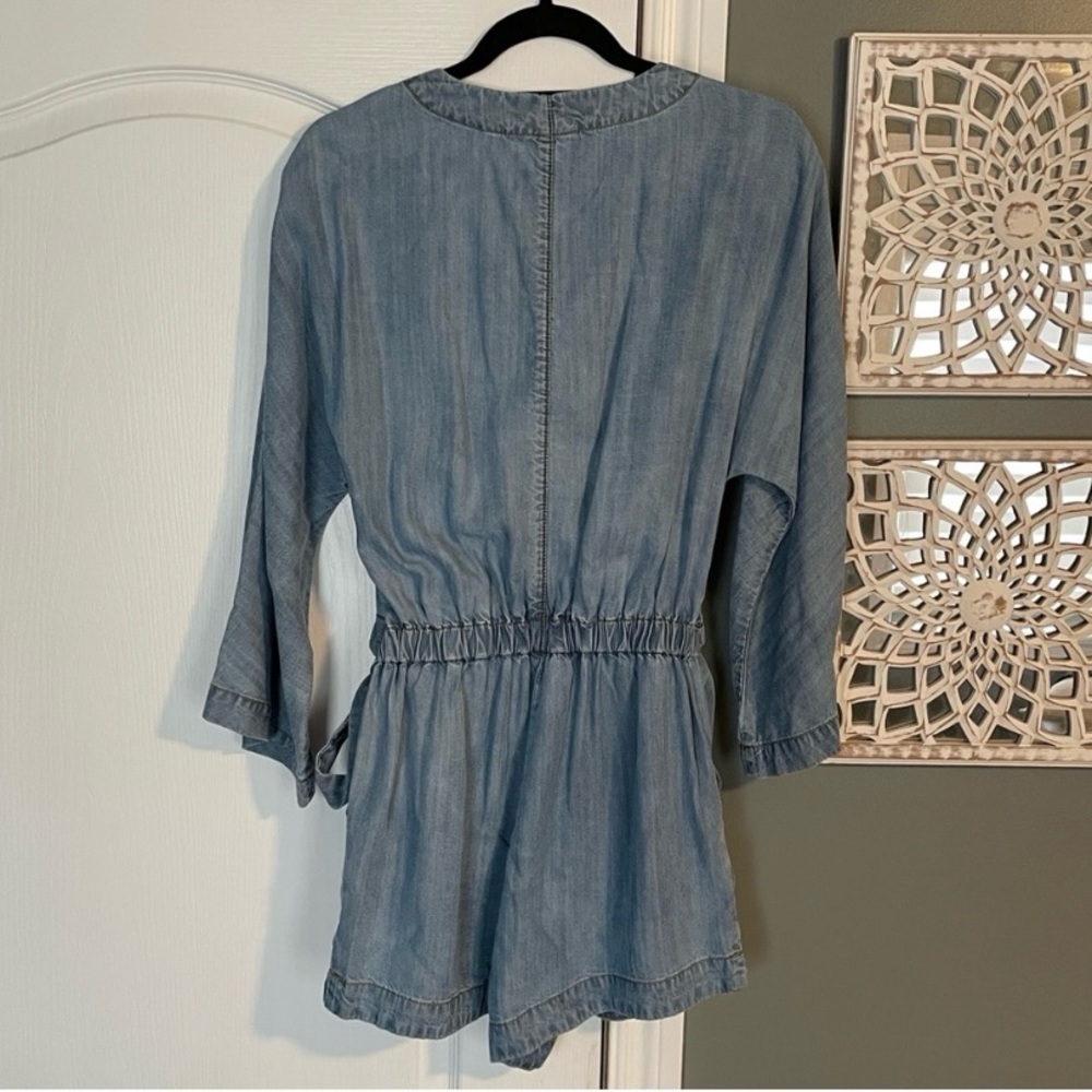 FREE PEOPLE RARE BIRD CHAMBRAY ROMPER - Picture 6 of 6